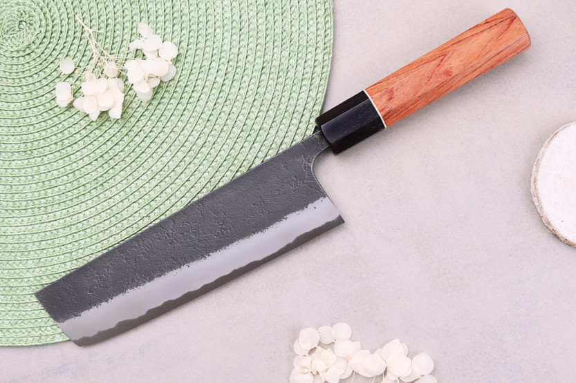 nakiri-kniv 16,5 cm japansk håndværk Masashi Yamamoto BS1 Sort Nashiji