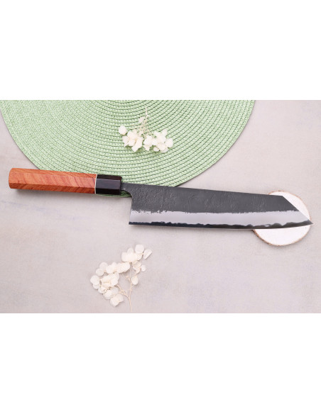Faca kiritsuke 24cm artesanal japonês Masashi Yamamoto BS1 Preto Nashiji