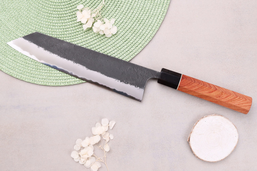 Kiritsuke knife 24cm Japanese artisanal Masashi Yamamoto BS1 Black Nashiji