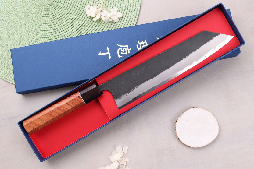 Faca kiritsuke 24cm artesanal japonês Masashi Yamamoto BS1 Preto Nashiji
