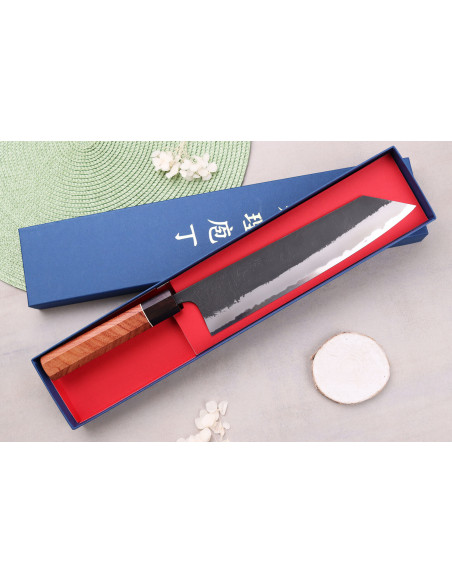 Kiritsuke-kniv 24 cm Japansk håndværksmæssig Masashi Yamamoto BS1 Sort Nashiji