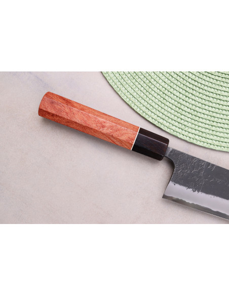 Kiritsuke kniv 21cm japansk hantverksmässig Masashi Yamamoto BS1 Svart Nashiji