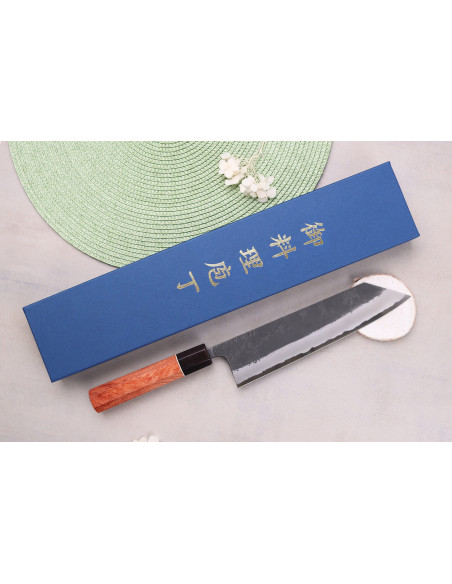 Kiritsuke knife 21cm japanese artisanal Masashi Yamamoto BS1 Black Nashiji