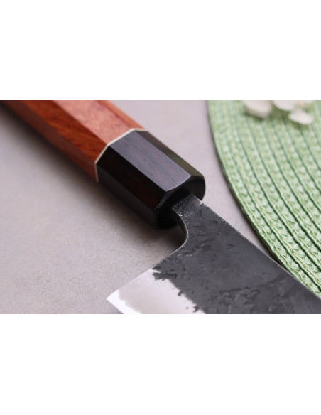Cuchillo kiritsuke 18cm artesanal japonés Masashi Yamamoto BS1 Negro Nashiji