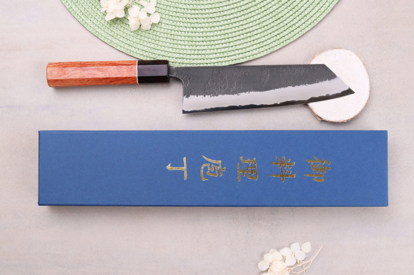 Kiritsuke mes 18cm japans ambachtelijk Masashi Yamamoto BS1 Black Nashiji