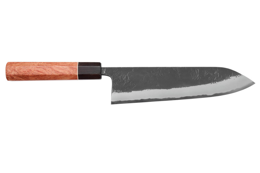 Faca gyuto japonesa Masashi Yamamoto BS1 Black Nashiji 21cm feita à mão