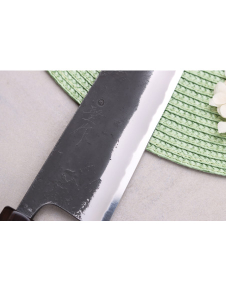 Masashi Yamamoto BS1 Negro Nashiji 21cm cuchillo gyuto japonés hecho a mano