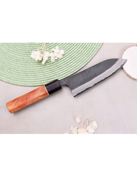 Gyuto-Messer 15cm japanisch handgefertigt Masashi Yamamoto BS1 Black Nashiji