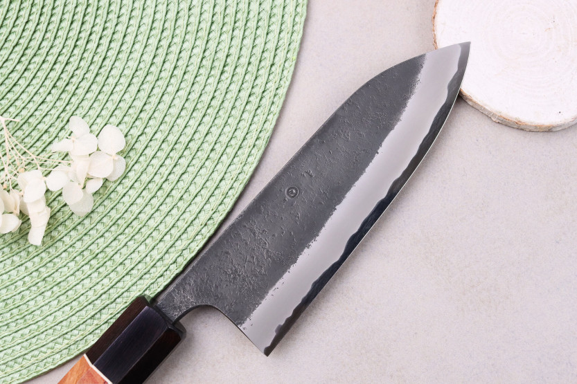 Masashi Yamamoto BS1 Negro Nashiji 15cm cuchillo gyuto japonés hecho a mano