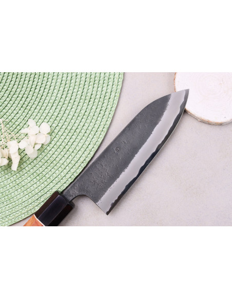 Gyuto-Messer 15cm japanisch handgefertigt Masashi Yamamoto BS1 Black Nashiji