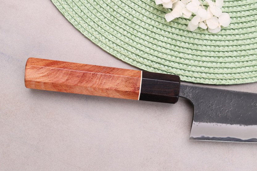 Gyuto-Messer 15cm japanisch handgefertigt Masashi Yamamoto BS1 Black Nashiji