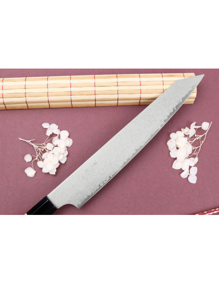 Couteau sujihiki kirsikanpoimija 24cm japonais artisanal Yuzo Damas VG10