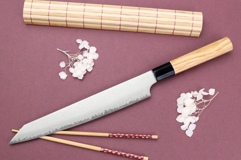 Couteau sujihiki kirsebærplukker 24cm japonais artisanal Yuzo Damas VG10