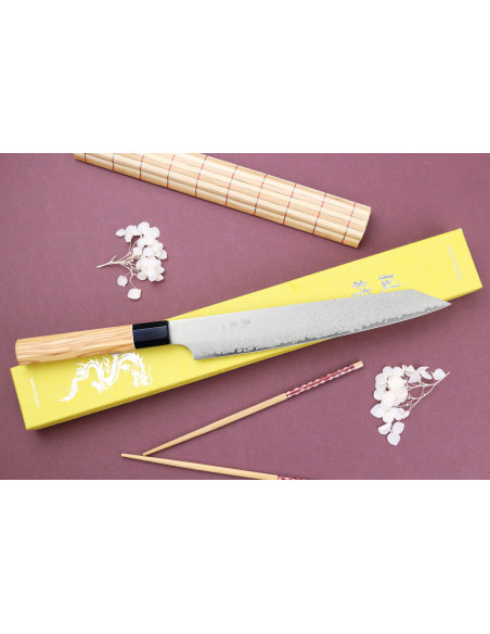 Couteau sujihiki kirsebærplukker 24cm japonais artisanal Yuzo Damas VG10