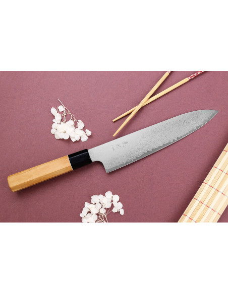 VG10 Yuzo Damaskus 21 cm håndlaget japansk kokkekniv