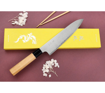 Faca do chef japonesa VG10 Yuzo Damascus 21cm feita à mão 2