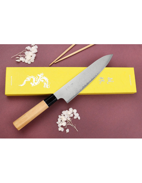 VG10 Yuzo Damascus 21cm handmade Japanese chef ' s knife