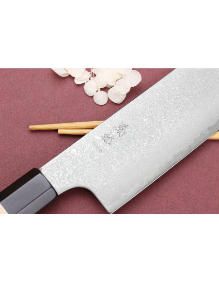 16,5 cm japanisches handgefertigtes Nakiri-Messer Yuzo Damast VG10