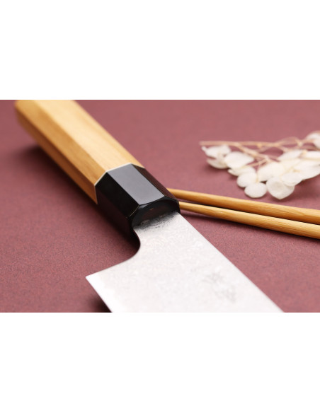 16,5 cm Japansk hantverksmässig Nakiri-kniv Yuzo Damaskus VG10