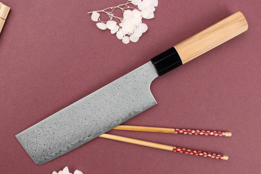 Faca Nakiri artesanal japonesa de 16,5 cm Yuzo Damas VG10