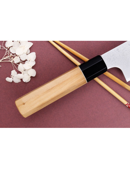 Faca Nakiri artesanal japonesa de 16,5 cm Yuzo Damas VG10