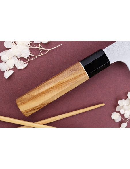 VG10 Yuzo Damaskus 16,5 cm håndlaget japansk santoku-kniv