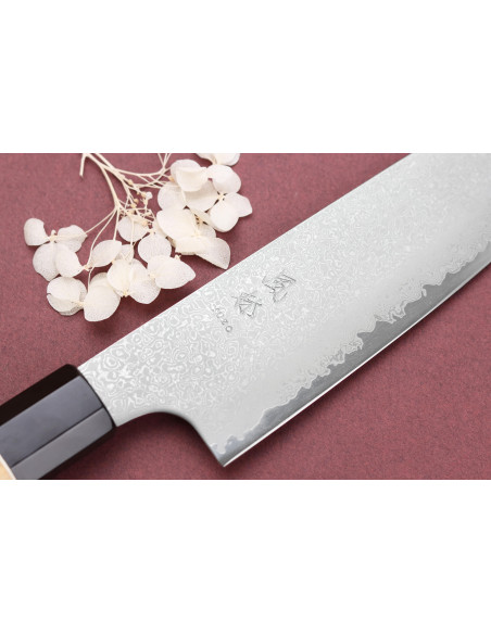 VG10 Yuzo Damasco 16.5cm Cuchillo santoku japonés hecho a mano