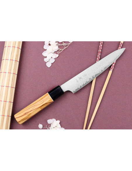 VG10 Yuzo Damaskus 15cm handgjord japansk universalkniv