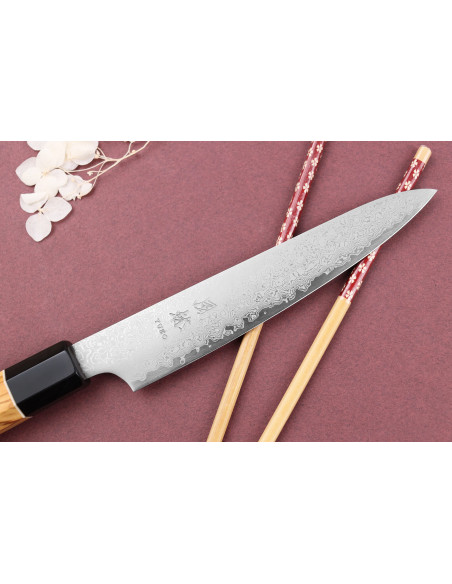 Faca universal japonesa VG10 Yuzo Damascus 15cm feita à mão