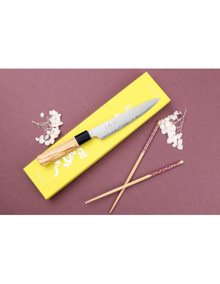 VG10 Yuzo Damaskus 15cm handgjord japansk universalkniv