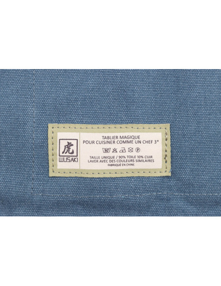 Avental de cozinha Wusaki em lona azul e pele 83x67,5cm - Tamanho único