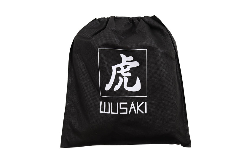 Wusaki kitchen apron in blue canvas and leather 83x67,5cm - One size