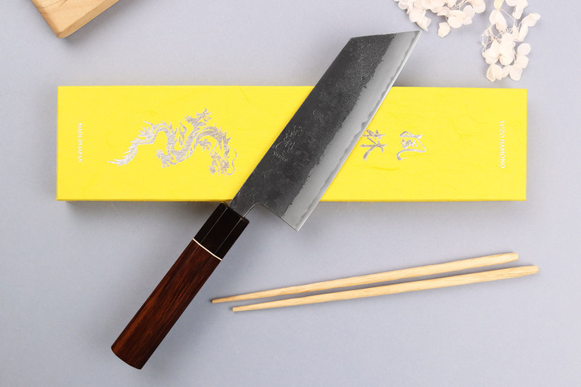 Yuzo Black Nashiji 16,5cm Japanese handmade bunka knife