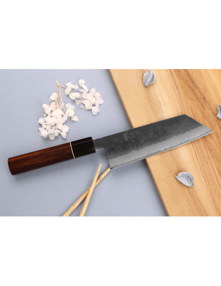 Yuzo Black Nashiji 16,5cm japansk handgjord bunka-kniv
