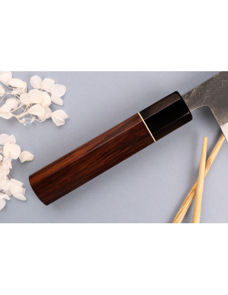 Yuzo Black Nashiji 16,5cm Japanese handmade bunka knife