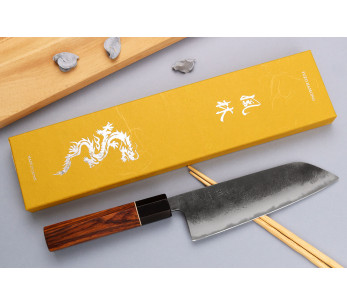 16,5cm Japansk santokukniv Yuzo Svart Nashiji 2