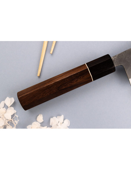 nakiri mes 16,5cm Japonais artisanaal Yuzo Black Nashiji
