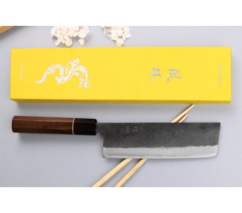 nakiri kniv 16,5cm Japonais artisanal Yuzo Black Nashiji 2