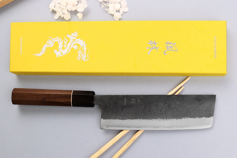 nakiri veitsi 16,5cm Japonais artisanal Yuzo Black Nashiji Japonais artisanal Yuzo Black Nashiji