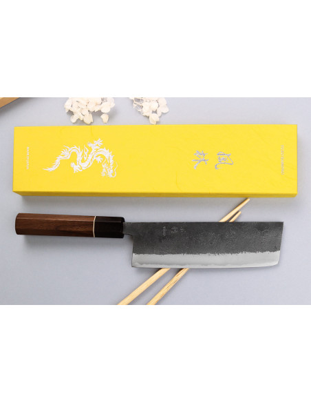 nakiri messer 16,5cm Japonais handwerklich Yuzo Schwarz Nashiji