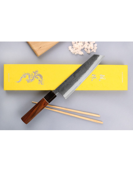 Kiritsuke veitsi 18cm Japanilainen käsityöläinen Yuzo Musta Nashiji