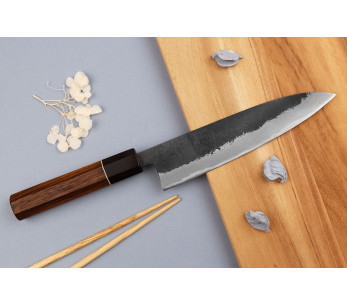18cm japansk kockkniv Yuzo Svart Nashiji 2