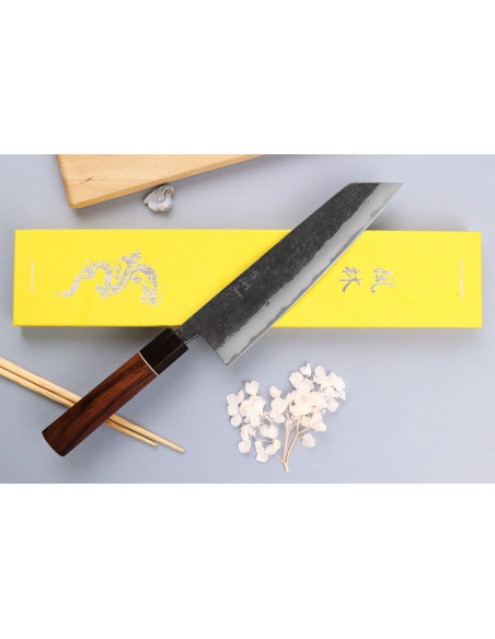 Kiritsuke veitsi 21cm japanilainen käsityöläisveitsi Yuzo Musta Nashiji