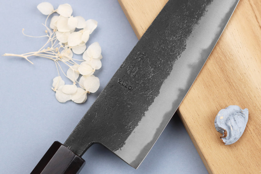 Yuzo Black Nashiji 21cm japanilainen käsintehty kokki ' s veitsi