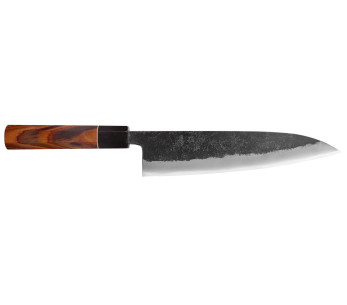 Faca de chef japonesa Yuzo Black Nashiji 21cm feita à mão