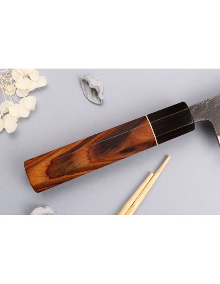 Yuzo Black Nashiji 21 cm japansk håndlaget kokkekniv