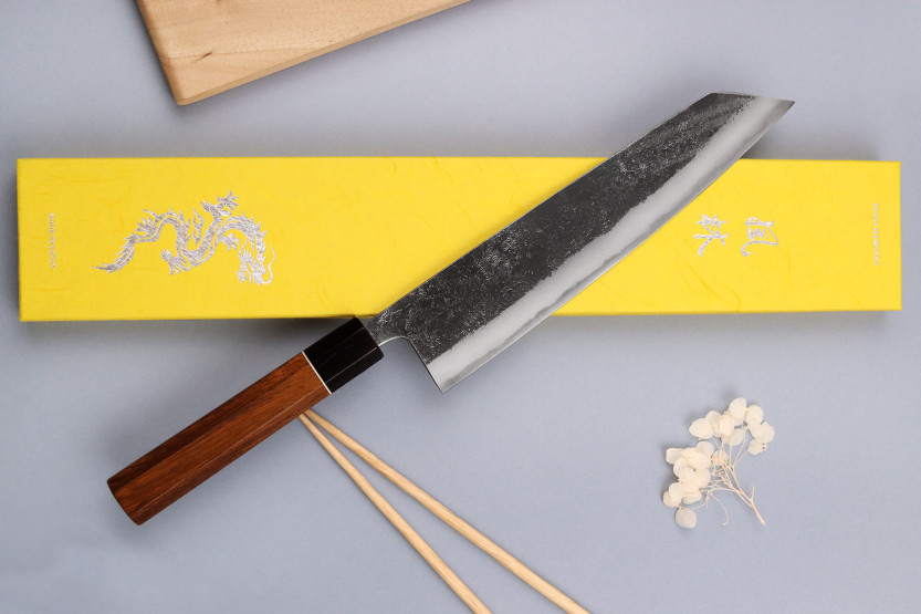 Kiritsuke knife 24cm Japanese artisanal Yuzo Black Nashiji