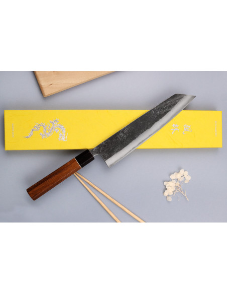 Faca kiritsuke 24cm artesanal japonês Yuzo Black Nashiji