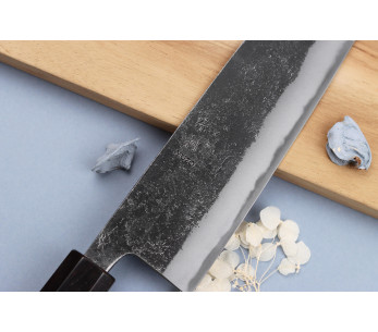 Coltello kiritsuke 24cm giapponese artigianale Yuzo Black Nashiji 2