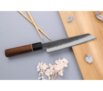 Faca kiritsuke 15cm artesanal japonês Yuzo Preto Nashiji 2